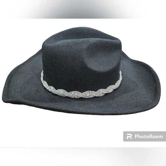 Cowgirl Hat Black with Rhinestone Details - Picture 2 of 8